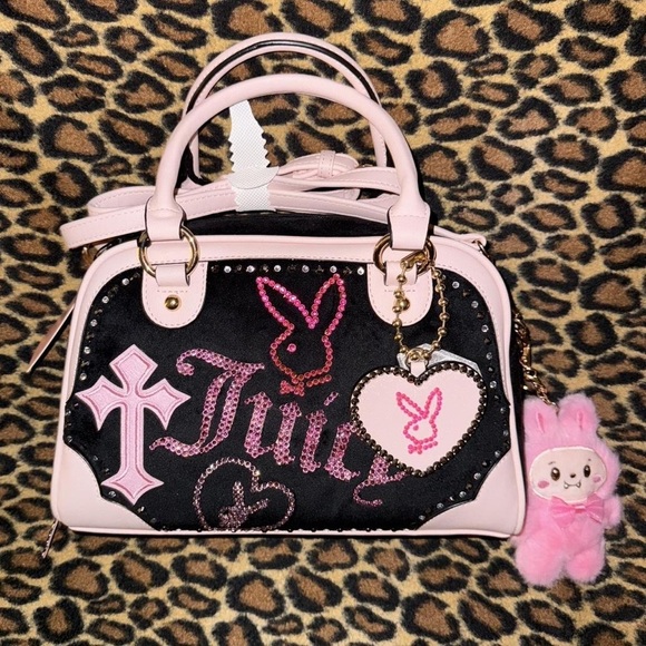 Juicy Couture Black and Pink Satchel